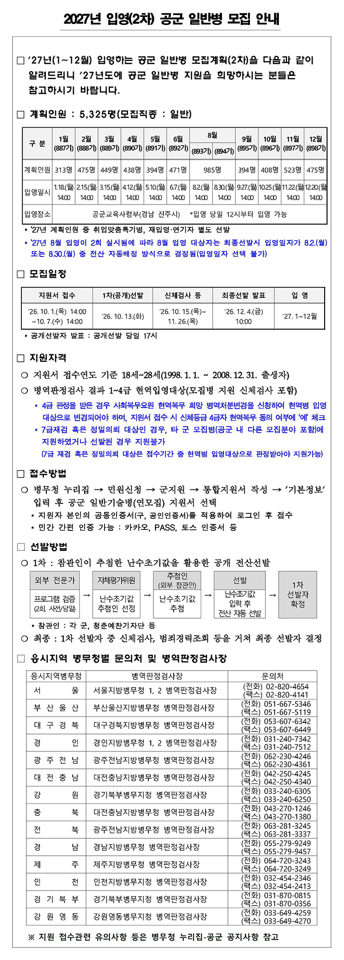 공군 일반기술병 모집 안내