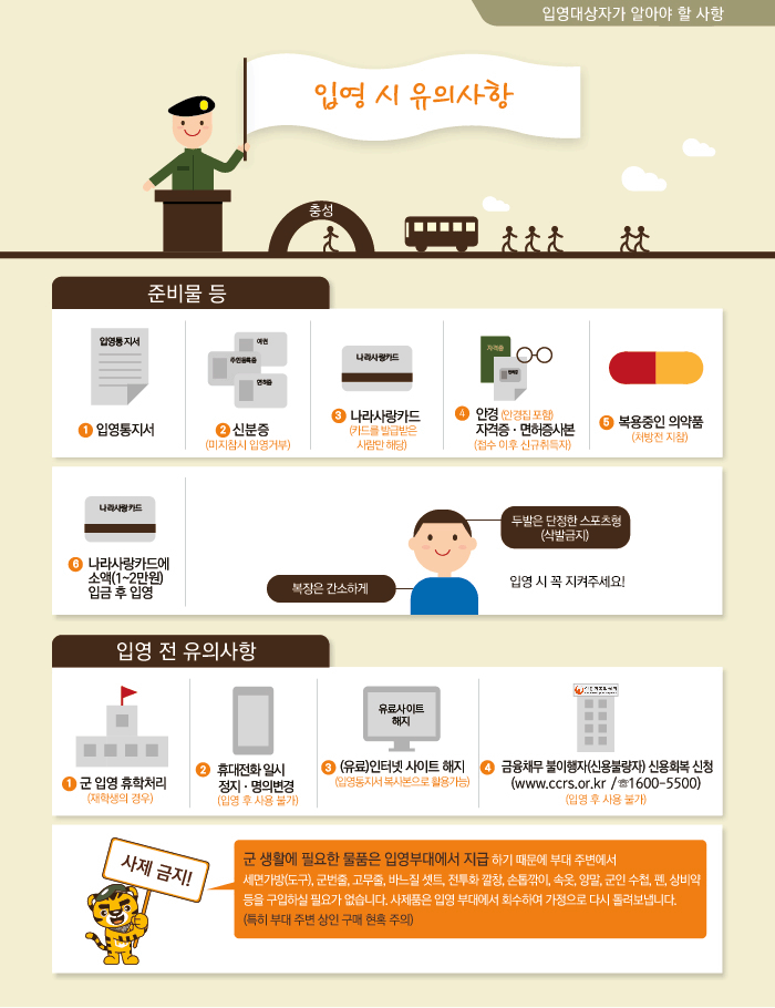 입영시유의사항